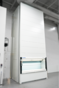 Kardex Shuttle 500 vertical lift module for automated component storage at Microboard